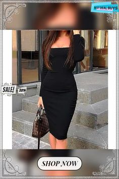 Elegant Women Autumn Bandage Bodycon Knee-length Dress Ol Ladies Casual Long Sleeve Evening Party Club Slim Fit Dress Elegant Slim Fit Club Dress, Elegant Knee-length Bandage Dress For Club, Elegant Midi Bandage Dress For Club, Elegant Slim Fit Bodycon Dress For Club, Elegant Sheath Midi Dress For Club, Slim Fit Sheath Evening Dress, Elegant Knee-length Midi Dress For Club, Slim Fit Sheath Party Dress, Elegant Backless Midi Dress For Club