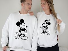 "Vintage Mickey and Minnie Sweatshirt, Valentine Day Mickey Sketch Hoodie, Minnie Sketch Shirt ,Matching Couple Tee, Family Vacation Trip Tee HOW TO ORDER 1 - Please check and review all listing photos. 2 - Please pick your t-shirt/sweatshirt/hoodie type and size. 3 -  Please pick your t-shirt/sweatshirt/hoodie color. 4 - Select the quantity. 5 - Click add to cart. 6 - Please click \"Continue to Payment\". PRODUCT INFORMATION ⭐ We have a size chart on our listing photos ⭐ All our simple color on