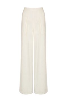 100% Linen Trousers In White High waisted Wide leg design Pleat detail to front and back waistband Flat front design with side zip fastening Fully lined Model is 175cm / 5"7 and wears XS Cold hand wash Measurements XS - Waist (66cm) | Hip (90cm) | Inside Leg (81cm) Rise (34cm) S - Waist (70cm) | Hip (94cm) | Inside Leg White Full Length Pants With Belt Loops, White Full-length Bottoms With Belt Loops, Chic Wide Leg Bottoms With Waistband, Elegant High Waist Dress Pants With Elastic Waistband, Elegant High-waist Dress Pants With Elastic Waistband, Fitted Linen Bottoms With Elastic Waistband, Fitted Wide Leg Bottoms With Waistband, Tailored Wide-leg Pants With Elastic Waistband, Wide Leg Pants With Waistband For Work