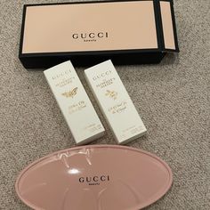 Brand New Mirror With Perfume Samples Black Gucci Sneakers, Violet Lipstick, Gucci Makeup, Gucci Nails, Sheer Lipstick, Gucci Jacket, Gucci Pink, Gucci Floral, Gucci Heels