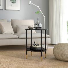 a living room scene with focus on the end table