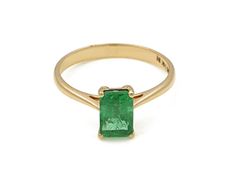 1.29 Ctw Emerald Ring in 14K YG Metal-1.90 Grams Classic Yellow Gold Emerald Wedding Jewelry, 14k Gold Brilliant Cut Emerald Ring, Elegant 14k Gold Gia Certified Emerald Ring, 14k Gold Emerald Ring With Princess And Brilliant Cut, Timeless Yellow Gold Emerald Ring With Center Stone, Gia Certified Baguette Cut Emerald Ring In 14k Gold, Classic Green Diamond Ring In 14k Gold, 14k Gold Rings With Brilliant Cut May Birthstone, 14k Gold Brilliant Cut Ring For May Birthstone