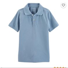 New With Tags Carter’s Kids Dusty Blue Shirt Sleeve Polo Size 6 Casual Blue Polo Shirt For School, Blue Casual Polo Shirt For School, Basic Blue School Tops, Classic Blue Plain Top, Basic Blue Tops For School, Blue Casual School Polo Shirt, Blue Short Sleeve School Shirt, Blue Cotton School Shirt, Blue Short Sleeve Polo Shirt For School