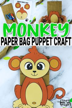 monkey paper bag puppet craft for kids to make