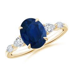 an oval blue sapphire and diamond ring