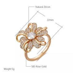 Big Flower Women Ring With White Natural CZ 585 Rose Gold jewelry gift wedding | eBay Elegant Cubic Zirconia Flower Ring For Wedding, Elegant Cubic Zirconia Flower Diamond Ring, Diamond White Cubic Zirconia Flower Shaped Ring, Diamond White Diamond Flower Ring For Wedding, Flower Shaped Diamond White Cubic Zirconia Ring, Diamond White Flower Ring With Diamond Accents For Wedding, Diamond White Flower Diamond Ring For Wedding, Elegant Flower-shaped Cubic Zirconia Rings, Wedding Flower Ring In Diamond White