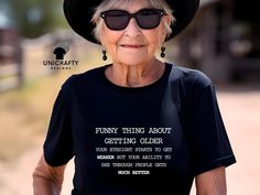 This funny age related t shirt is perfect for those who love a touch of sarcasm in their wardrobe. Featuring a sassy and hilarious quote, this tee is sure to get a laugh. Ideal for anyone with a sharp sense of humor, it's a must-have for adding some wit to your everyday look. Whether you're making a statement or just having fun, this shirt is the perfect choice. See more of our designs in our SARCASTIC-FUNNY section:  https://www.etsy.com/shop/UnicraftyDesigns?ref=dashboard-header&section_id=50415867 CHECK OUT MORE FOR OUR UNIQUE DESIGNS: unicraftydesigns.etsy.com SIZE & MATERIAL * Unisex T-shirt * Runs true to size * 100% cotton  HOW TO ORDER: *Please make sure to check all photos in the listing. *Choose your shirt colour and size. *Click add to cart. You can follow the same steps to add Funny Shirts Women Hilarious, T Shirt Quotes, Sassy Shirts, Sassy Tee, Funny T Shirt Sayings, Sarcasm Shirts, Shirt Quotes, Sarcastic Tees, Dashboard Header