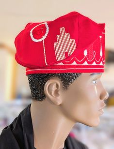 **Product Description: Exquisite Red Aso Oke African Kufi Cap Hat with Beige Embroidery by Dupsie's African Fashion** Elevate your style with the timeless elegance of the Red Aso Oke African Kufi Cap Hat with Beige Embroidery, meticulously crafted by Dupsie's African Fashion. This stunning Yoruba fila hat, known as "Fila Aso Gbogbo," is the epitome of African fashion, combining tradition with contemporary flair to create a versatile accessory perfect for formal or special occasions. **Key Featur Red Cap Hat, One Size Fits Most, Red Embroidered Snapback Trucker Hat, Red Fitted Snapback Hat, Traditional Adjustable Snapback Hat, Red Embroidered Snapback Hat, Embroidered Red Hats, Embroidered Fitted Cap, Traditional Red Cap Costume Headpiece, Adjustable Ceremonial Cap Costume Hat