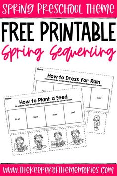 free printable spring sequence worksheet for kids to learn how to read and write