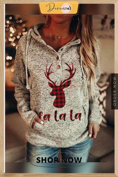 Women's Christmas Printed Long Sleeve Hoodie Plaid Hoodie, Plaid Sleeve, Spring Fashion Casual, Autumn Clothes, Pocket Hoodie, Girl Sweatshirts, Hooded Pullover, Plaid Print, Oversize Hoodie