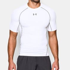 White Technical Activewear With Medium Support, White Short Sleeve Activewear For Sports Events, White Compression Activewear For Light Sports, White Technical Compression Activewear, White Compression Technical Activewear, Fitted Moisture-wicking Athletic Heather Top, White Casual Activewear With Snug Fit, White Snug Fit Sporty Top, White Sporty Snug Fit Top