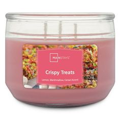 a pink jar filled with crispy treats