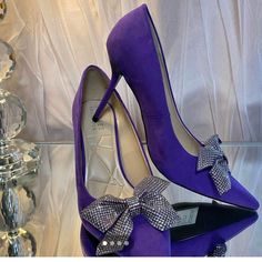 Nwt Beautiful Purple Faux Suede Heels With Rhinestone Bow! 3 1/2 Inch Heel Size 8 1/2 Purple Rhinestone Pointed Toe Heels, Chic Purple Heels With Rhinestones, Purple Rhinestone Heels For Formal Occasions, Purple Rhinestone Formal Heels, Purple Rhinestones Formal Heels, Chic Embellished Purple Heels, Chic Purple Embellished Heels, Rhinestone Bow Heels, Brown Womens Shoes