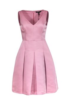 Current Boutique-BCBG Max Azria - Blush Pleated Midi Fit & Flare Dress Sz 6 Feminine A-line Dress With Pleated Bodice, Pink Knee-length Prom Dress, Pleated Mini Dress For Spring Prom, Pink A-line Midi Dress For Prom, Feminine Bridesmaid Midi Dress With Pleated Bodice, Feminine Fit And Flare Prom Dress, Feminine Pink Dress For Wedding, Feminine Pleated Bodice Dress For Prom, Pink A-line Formal Dress