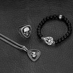 .925 Sterling Silver On 24" Fine Curb Link Height including bail: 39.5mm Width: 22mm Depth: 5.5mm Handmade In USA Classic Sterling Silver Skull Jewelry, Black Engraved Skull Jewelry, Black Skull Shaped Engraved Jewelry, Black Skull Engraved Jewelry, Black Skull-shaped Engraved Jewelry, Classic Engraved Skull Jewelry, Skull Guitar, Wallet Chains, Best Wallet