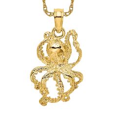 Octopus Necklace, Octopus Pendant, Chain Pendant, Polish Jewelry, Necklace Chain, Solid Yellow, Chain Pendants, Gold Material, Octopus