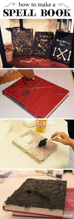 how to make a spell book with pictures and instructions on the front, back and side