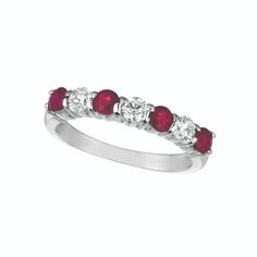 1.65 Carat Natural Diamond And Ruby Round Cut 7 Stone Ring Band G Si 14k White Gold 100% Natural Diamonds And Rubies 1.65ctw G-H Si 14k White Gold Prong Style, 2.60 Grams 3 Mm In Width Size 7 3 Diamonds - 0.45ct, 4 Rubies -1.20ct R6415wdr1 All Our Items Are Available To Be Ordered In 14k White, Rose Or Yellow Gold Upon Request. Classic White Diamond Ruby Ring, Classic White Ruby Ring With Vvs Clarity, Classic Multi-stone Round Cut Diamond Ring, Classic White Ruby Promise Ring, Classic Half Eternity Ruby Ring, Classic White Round Cut Ruby Ring, Classic White Ruby Ring With Round Cut, Classic White Gold Multi-stone Ruby Ring, Chocolate Diamond Ring