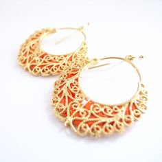 ✽   Elegant Earrings, Grecian Chic Filigree Earrings Bronze gold plated with wild silk inside in 7 colours, and Silver 925  gold plated hook closure ✽    It is a  design and handmade item by Annousa , handcrafted in Greece. ✽   All items come in Jewelry boxes ready for gift giving. ✽   I was hoping you could take a look at my shop:  https://www.etsy.com/shop/Annousa. Orange Small Hoop Jewelry As Gift, Orange Small Hoop Jewelry For Gifts, Orange Small Hoop Jewelry Gift, Handmade Orange Brass Earrings, Traditional Gold Wire Wrapped Jewelry, Elegant Handmade Festive Hoop Earrings, Nickel Free Gold Hoop Earrings For Festive Occasions, Festive Gold Hoop Earrings Nickel Free, Gold Nickel-free Hoop Earrings For Festive Occasions