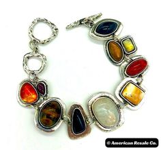 Natural variations Fits wrists up to 7" New Vintage Style Acetate gemstones with silver tone accents Nickel Free Multicolor Metal Bracelets, Multicolor Nickel Free Metal Bracelets, Bohemian Silver Resin Jewelry, Trendy Multicolor Metal Beaded Bracelets, Modern Multicolor Resin Jewelry, Unique Adjustable Resin Bracelets, Multicolor Bracelets, Bracelet Indian, Chunky Bracelet