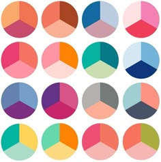 an assortment of different colored circles on a white background with the same color scheme in each circle