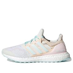 (WMNS) adidas UltraBoost 5.0 DNA 'Off White Almost Blue' HQ1851 (SNKR/Women's/Breathable/Wear-resistant) Adidas Womens Shoes, Ultra Boost Women, Adidas Models, Striped Tights, Adidas Shoes Women, Pink Running Shoes, Marathon Running Shoes, Adidas Womens, Adidas Ultraboost