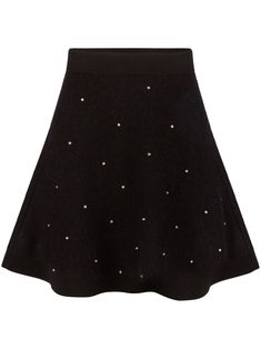 black wool blend flared design high-waisted elasticated waistband Chic Flowy Wool Skirt, Black Mini Skirt For Winter Formal, Black Mini Skirt For Formal Winter Occasions, Formal Black Mini Skirt For Winter, Winter Black Formal Mini Skirt, Chic Wool Flared Skirt Bottoms, Black Fitted Wool Skirt, Chic Wool Mini Skirt, Fitted Black Wool Skirt