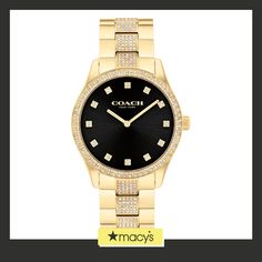 in stock Classic Gold Coach Watch, Modern Coach Gold Watch, Luxury Gold Coach Watch Accessories, Modern Gold Coach Watch, Coach Gold Watches With Metal Dial, Gold Coach Watch With Metal Dial, Coach Gold Watch With Metal Dial, Coach Watches With Diamond Hour Markers And Round Dial, Coach Watch With Diamond Hour Markers