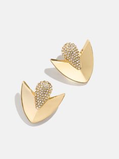 Level up your style with the Ruth Earrings, abstract pointed stud earrings that make a statement with their unique silhouette. Pavé and gold, wear these earrings for everyday glam or for special occasions — either way, they’ll be sure to impress. Elegant Gold Stud Earrings, Everyday Glam, Baublebar Earrings, Gray Jewelry, Silver Drop Earrings, Gold Drop Earrings, The Gold, Level Up, Gold Earrings