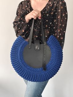 Crafted with love and precision, our crochet shoulder bag is the perfect blend of style and functionality. This large capacity bag is designed to be your versatile companion, whether you're heading out for a day at the beach, a trip to the farmers' market, or just need an everyday carry-all.  With its generous size, you'll never have to worry about running out of space for your essentials and more. MAIN FEATURES. - Handbag handles are adjustable and have a maximum length of 70 cm (27.6 in), whic Everyday Crochet Crossbody Bag, Everyday Crochet Shoulder Bag, Crochet Satchel Shoulder Bag, Everyday Crochet Bag With Round Leather Handles, Blue Crochet Bag With Leather Handles For Everyday Use, Crochet Bag With Round Handles For Everyday Use, Handmade Shoulder Bag With Round Handle For Shopping, Crochet Satchel Bag For Everyday Use, Handheld Crochet Bags For Everyday Use