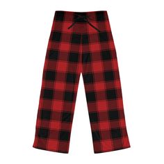 Add cozy seasonal style to your loungewear collection with these red and black buffalo plaid pajama pants. Wear any time of year or create mix & match seasonal family outfits at the end of the year for Xmas eve.  Their light weight jersey knit fabric, along with the relaxed fit, makes for the ultimate comfort choice while relaxing at home during the holiday season. The back elastic with the drawstring tie creates the perfect fit, while the check print adds festive charm. .: Light fabric (6 oz/yd² (203 g/m .: Relaxed comfort fit .: Back elastic and black drawstring tie - adjustable fit. .: Made in the USA  .: Polyester Material  -Slightly higher cost due to not being able to compete with similar items which being mass produced in unfair conditions by below minimum wage workers/dropshipping Black Pjs, Plaid Pjs, Buffalo Plaid Pajamas, Xmas Pajamas, Plaid Pajama, Plaid Pajama Pants, Pajamas Gift, Checkered Print, Plaid Pajamas