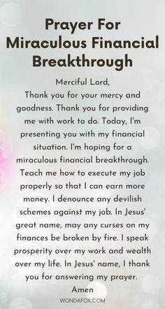 prayer for the financial breakthrouh with pink flowers and boket background