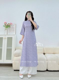 🌻Materia: Vải gấm  Stretchy level: 2/10 This set includes: 1 ao dai top 🌻 The measurement of this ao dai (long dress) is in Vietnamese size (American size tends to be bigger for the same size). Please LOOK AT THE SIZE CHART CAREFULLY BEFORE ORDERING. There might have some chalk writings on the fabric due to making process. These marks can be washed away easily. 🌻🌻No returns or exchanges Buyer can contact seller about any issues with an order. 🌸 Follow us Facebook/aodaiemily www.aodaiemily.com 💜 Thank you very much!💜 Elegant Stand Collar Kurta For Spring, Fitted Purple Kurta For Spring, Spring Fitted Purple Kurta, Modern Ao Dai, Chalk Writing, Fort Worth, Dress Clothes For Women, Chalk, Long Dress