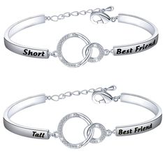 PRICES MAY VARY. ❤Tall and Short Matching Best Friends Bangle❤This Friendship Bracelet hand engraved words - Short /Tall Best Friends.This is the most intimate gift for a good friend. ❤Friendship Jewelry❤This bracelet witnesses the friendship between good friends. I hope that good friends will always remember our happy time together. This bracelet is the best souvenir among good friends. ❤Perfect Gift For Best Friend❤Every tall best friend needs a short best friend,every short best friend needs 2 Bff, Best Friends Matching, Tall And Short, Best Friend Bracelet, Mother Daughter Jewelry, Friend Bracelet, Mother Daughter Bracelets, Teenager Gifts, Daughter Jewelry