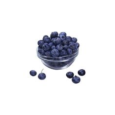 blueberries in a glass bowl on a white background