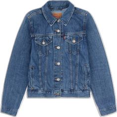 Levi's Button-up Outerwear With Button Closure, Classic Blue Denim Jacket With Long Sleeves, Levi's Button-up Denim Jacket, Levi's Denim Jacket With Button Closure, Levi's Long Sleeve Denim Jacket, Levi's Snap Buttons Denim Button-up Jacket, Levi's Long Sleeve Denim Jacket With Buttons, Levi's Denim Jacket With Buttons, Levi's Denim Button-up Jacket With Snap Buttons