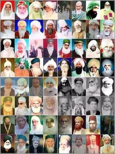 many different pictures of people with headscarves and beards