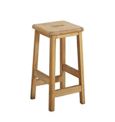 a wooden stool on a white background with no people in the room to see it