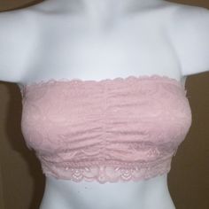 New With Tags ~ Never Worn! Womens Blake & Co Lace Bandeau Bralette Bra Size Med Color: Rose Lightly Padded And Lined Cups Ruched Center Front Gives Shape To Bust Light Elastic Around Top Band Galloon Lace At Bottom Fashionably Anchors Style On Body All Lace Bandeau Style Bra With Scallop Elastic At Neckline 100% Nylon; 89% Nylon, 11% Spandex Seamless Lace Bandeau Bra, Feminine Stretch Bandeau Tube Top, Strapless Seamless Pink Crop Top, Fitted Lace Bandeau Bra, Lace Tube Top With Built-in Bra For Spring, Strapless Bra With Removable Pads For Spring, Bra Friendly Lace Strapless Tube Top, Lace Strapless Tube Top Bra Friendly, Lace Strapless Bra-friendly Tube Top