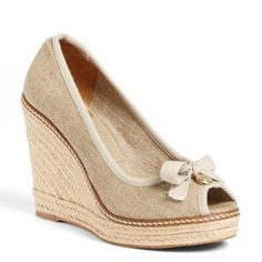 Nib, Jackie 110mm Wedge, Gold Tori Birch Shoes, Brown Espadrilles, Tory Burch Espadrilles, Dr Shoes, Women's Espadrilles, Tory Burch Sandals, Leather Espadrilles, Espadrille Wedge, Fabulous Shoes