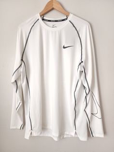 Nike Pro Dri-FIT Size 2XL Men's Slim Fit Long-Sleeve Top DD1980-100 NWT. Men’s Clothing Aesthetic, Men’s Long Sleeve Shirt, Long Sleeve Men, White Fits, Men Tops, Nike Drifit Shirts, Long Sleeve Shirts Men, Mens Fits, Nike Cotton Sports Shirt