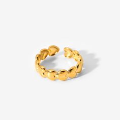 Perfect every day ring for every gold lover. Order yours today. High grade long lasting titanium steel 18K Gold plated Size 7 | With out adjustment This ring is adjustable Preppy Ring, Thick Gold Ring, Rings Dainty, Index Finger Rings, Heart Band, Womens Rings Fashion, Geometry Pattern, Linking Rings, Gold Ring Stack