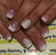 Diy Wedding Nails, French Manicure Glitter, Blue Wedding Nails, Gel Manicure Designs, Simple Wedding Nails, Accent Nail Designs, French Manicure Nails, Accent Nail, Classic Nails