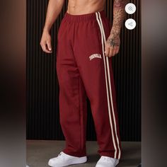 Brand New Size Xl (Will Fit Size L As Well) Comes With Original Tags Comes With Original Packaging Casual Red Gym Bottoms, Red Gym Pants With Pockets, Red Gym Bottoms With Elastic Waistband, Casual Burgundy Bottoms For Loungewear, Burgundy Casual Loungewear Bottoms, Men Sport Pants, Training Clothes, Cool Outfits For Men, Red Pants