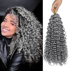 PRICES MAY VARY. The Grey Curly Crochet Hair Is Made Of Premium Synthetic Heat Resistant Fiber, It Has Very Close Texture With Human Hair, It'S Very Soft, No Itching No Odor. The Gogo Curl Crochet Hair Style Looks Similar With Water Wave Human Hair, It Has Less Tangling And Matting, Can Last Longer Time. The Crochet Hair Is Mainly For Black Women, You Can Use It For Many Styles, Crochet Style, Braids With Curly Ends Or Boho Style Braids And More. Each Pack Comes With 8 Packs Curly Crochet Hair A Crochet Hair Water Wave, Wavy Beach Curls, Deep Wave Crochet Hair, Crochet Hair Styles Freetress, Curly Braiding Hair, Curly Crochet Hair, Ocean Wave Crochet Hair, Water Wave Crochet, Kanekalon Braiding Hair