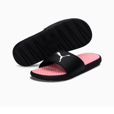 Size: 6 Color: Puma Black And Pink Puma Sandals, Rihanna Puma, Fluffy Sliders, Puma X Fenty, Shoes Cool, Chunky Platform Sandals, Cat Women, Printed Flip Flops, Women Slides