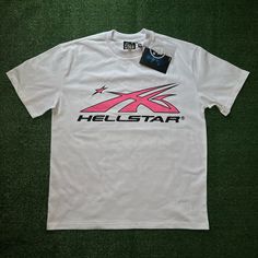 Brand New Hellstar Tshirt With Tags & Bag Pink Hellstar Sport Logo Tshirt Size Medium Throw Offers Casual Summer T-shirt With Star Logo, White Star Logo Top For Streetwear, Casual T-shirt With Star Logo For Streetwear, Summer Streetwear T-shirt With Star Logo, White Tops With Star Logo For Streetwear, White Summer Tops With Star Logo, Casual Tops With Star Logo For Streetwear, White Graphic Tee With Star Logo, White Short Sleeve T-shirt With Star Logo