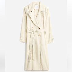 New With Tag Regular Fit. Body Length: 46". 48% Tencel Lyocell/33% Cotton/19% Linen. Madewell Jacket, Fall Capsule Wardrobe, Belted Trench Coat, Denim Jacket Women, Denim Women, Outerwear Jackets, Madewell, Trench Coat, Denim Jacket