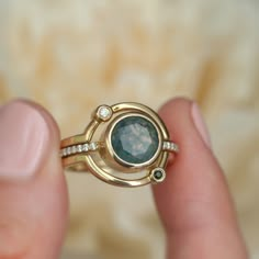 Planet Ring, Cosmic Energy, Rose Quartz Ring, Agate Ring, Quartz Ring, Blue Gemstones, London Blue Topaz, Agate Gemstone, Moss Agate