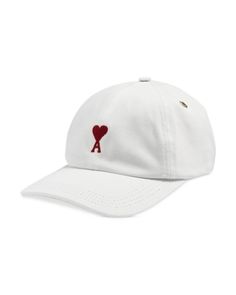 Ami Cotton Adc Embroidered Cap White Embroidered Cotton Baseball Cap, White Embroidered Baseball Cap With Flat Brim, Classic Cream Hats With Embroidered Logo, White Hat With Embroidered Logo And Curved Visor, White Embroidered Cotton Dad Hat, Cream Cap With Embroidered Logo, White Embroidered Curved Brim Hat, White Cap With Embroidered Logo, White Embroidered Hat With Curved Brim